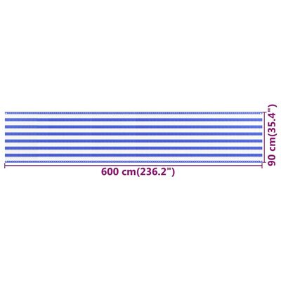 vidaXL Balkonski zastor plavo-bijeli 90 x 600 cm HDPE