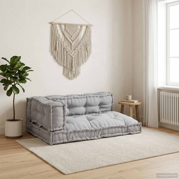 vidaXL Jastučić za paletni kauč 3 pcs Siva 120 x 80 x 38 cm tkanina