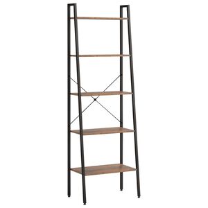 vidaXL Samostojeće police s 5 razina tamnosmeđa i crna 56x35x174 cm