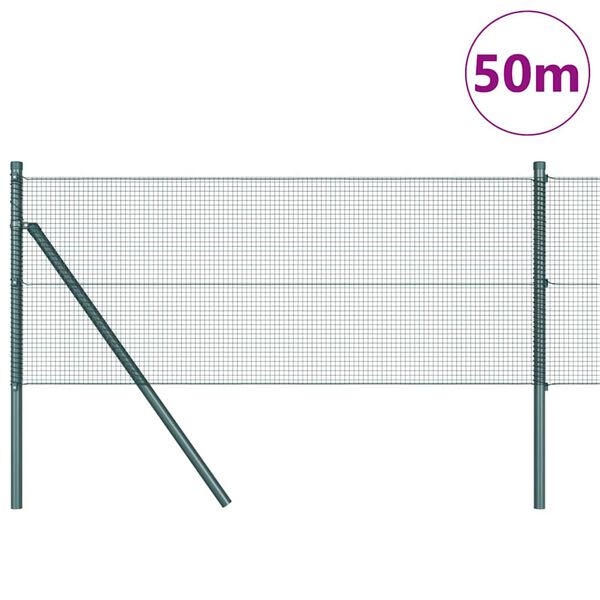 vidaXL Stup za ogradu Zelena 50 x 0,8 m (mreža 12 x 12 mm) Čelik i PVC