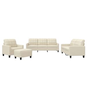 vidaXL 4-dijelni set sofa s jastucima krem od umjetne kože