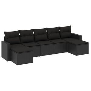 vidaXL 7-dijelni set vrtnih sofa od poliratana s jastucima crni