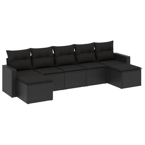 vidaXL 7-dijelni set vrtnih sofa od poliratana s jastucima crni