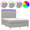 vidaXL Krevet box spring s madracem LED svjetlosivi 140x190 cm tkanina
