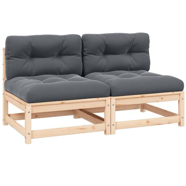 vidaXL Srednje vrtne sofe s jastucima 2 kom od masivne borovine