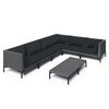 vidaXL 7-dijelna vrtna garnitura od poliratana s jastucima tamnosiva