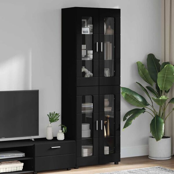 vidaXL Highboard FLORIN Crna 60 x 35 x 182 cm Konstruirano drvo