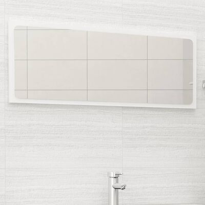 vidaXL Kupaonsko ogledalo visoki sjaj bijelo 100 x 1,5 x 37 cm drveno