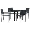 vidaXL Vrtni set za objed 5 pcs Crna PE ratan