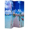 vidaXL Sklopiva sobna pregrada s uzorkom plaže 160 x 170 cm