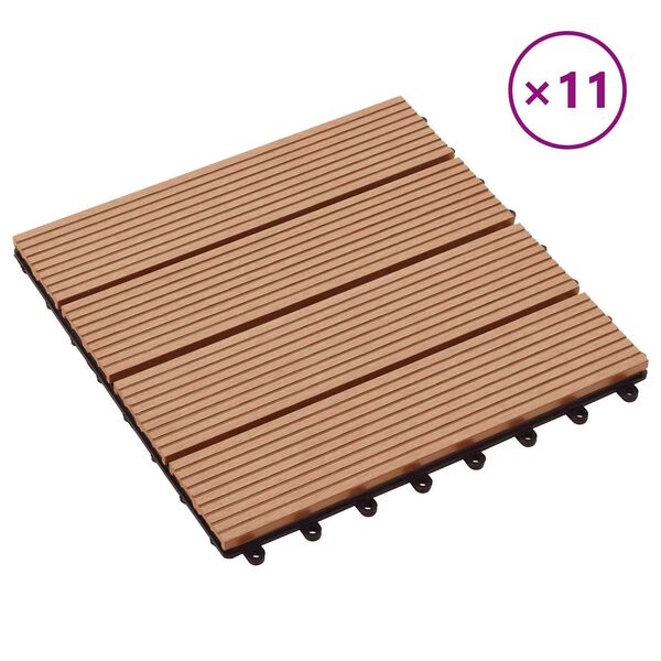 vidaXL Pločice za decking 11 pcs Tikovina 30 x 30 cm