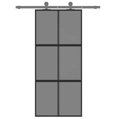 vidaXL Klizna vrata crna 90 x 205 cm od kaljenog stakla i aluminija