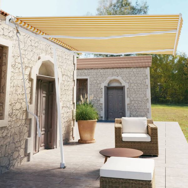 vidaXL Samostojeća automatska tenda 350 x 250 cm žuto-bijela