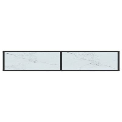 vidaXL Konzolni stol boja bijeli mramor 200x35x75,5 cm kaljeno staklo