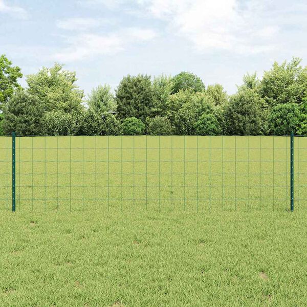 vidaXL Ograda s postovima Zelena 0,6 x 25 m Čelik i PVC