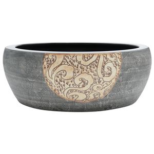 vidaXL Nadgradni umivaonik crno-smeđi okrugli &Phi; 41 x 14 cm keramički