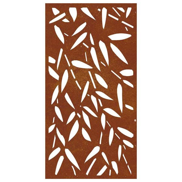 vidaXL Vrtni zidni ukras 105x55 cm čelik COR-TEN uzorak li&scaron;ća bambusa