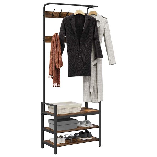 vidaXL Vješalica za kapute s policom Dimljeni hrast 75 x 34 x 184 cm