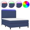 vidaXL Krevet box spring s madracem LED plavi 140x200 cm od tkanine