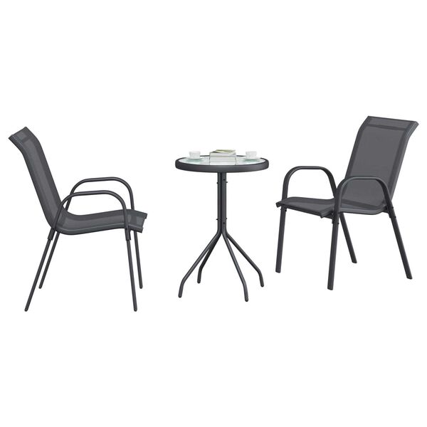 vidaXL Bistro set za vrt 3 pcs Siva Čelik
