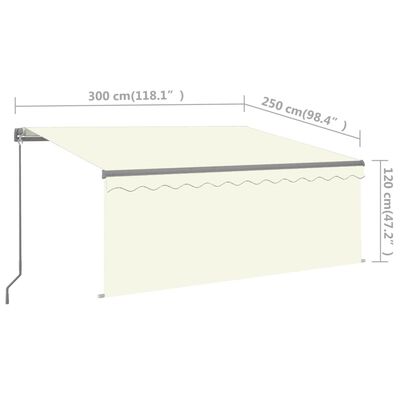 vidaXL Tenda na ručno uvlačenje s roletom 3 x 2,5 m krem