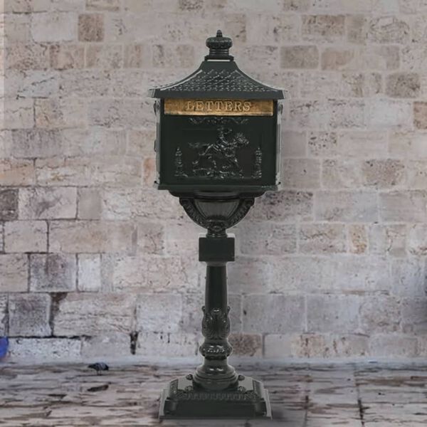 vidaXL Poštanski sandučić s postoljem u vintage stilu aluminijski nehrđajući zeleni