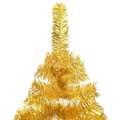 vidaXL Umjetno osvijetljeno božićno drvce s kuglicama zlatno 120cm PET