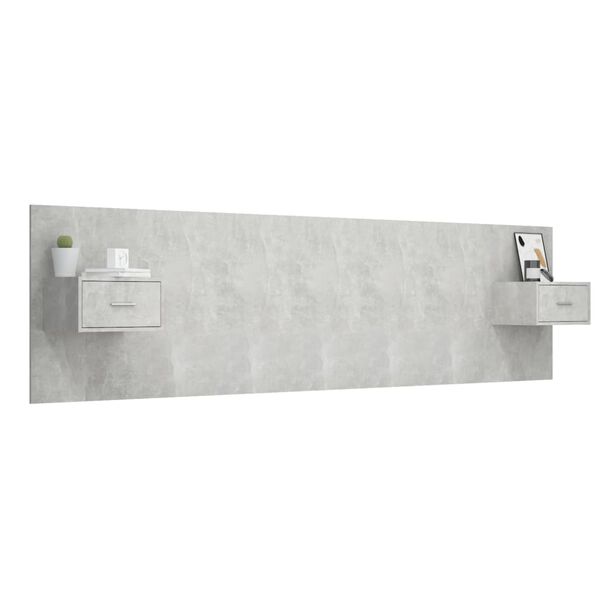 vidaXL Uzglavlje za krevet s ormarićima boja betona konstruirano drvo