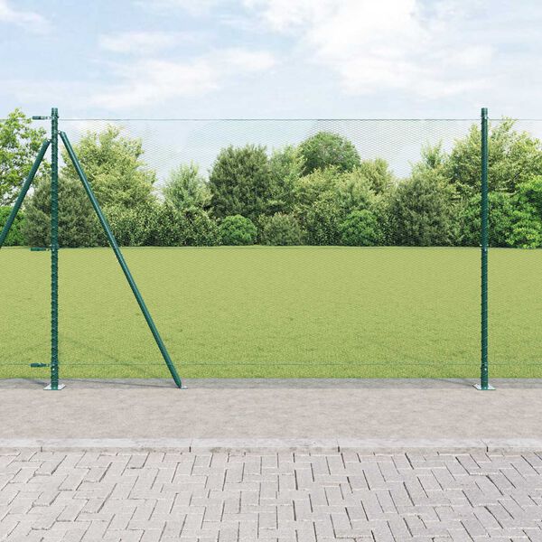 vidaXL Stup za ogradu Zelena 50 x 1,5 m (mreža 13 mm) Čelik i PVC