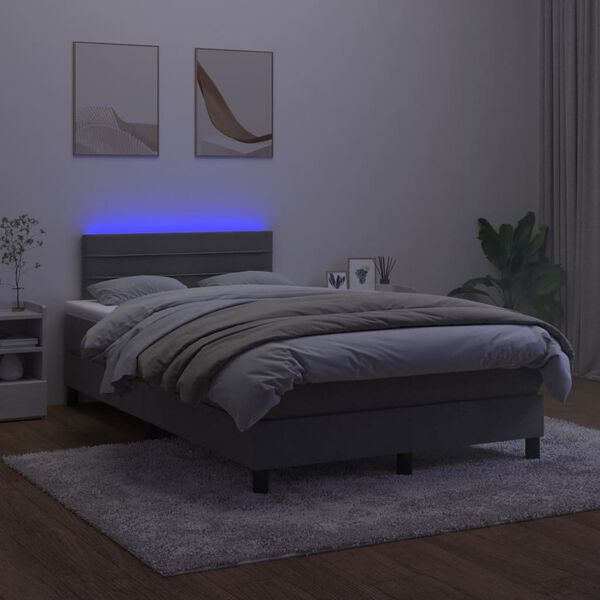 vidaXL Krevet box spring s madracem LED tamnosivi 120 x 200 cm bar&scaron;un