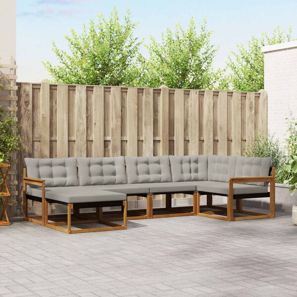 vidaXL Set vanjskih sofa s jastukom 6 pcs Prirodna i svijetlo siva