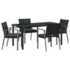 vidaXL Vrtni set za objed 5 pcs Crna i Siva PE ratan