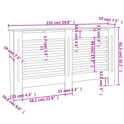vidaXL Pokrov za radijator antracit 152 x 19 x 81,5 cm MDF