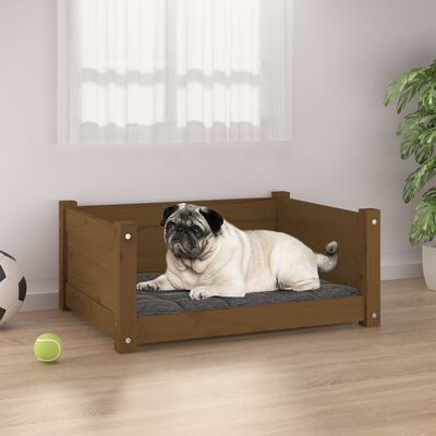 vidaXL Krevet za pse boja meda 75,5x55,5x28 cm od masivne borovine