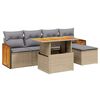vidaXL 6-dijelni set vrtnih sofa s jastucima bež od poliratana