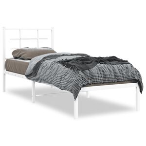vidaXL Metalni okvir krevet bez madraca s uzglavljem bijeli 75x190 cm