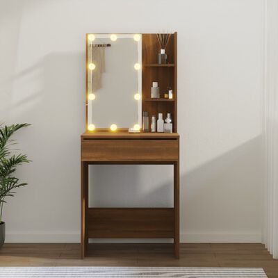 vidaXL Toaletni stolić s LED svjetlima boja smeđeg hrasta 60x40x140 cm