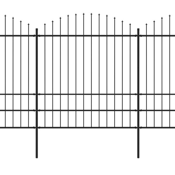 vidaXL Vrtna ograda s vrhom koplja Čelik 1248 x 200 cm Crna