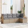 vidaXL 5-dijelni vrtni set sofa s jastucima bež od poliratana