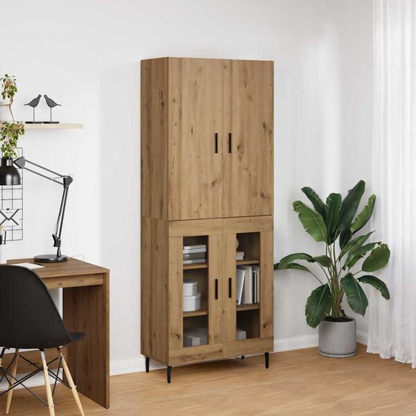 vidaXL Highboard 2 pcs Staro drvo Inženjerska drva i staklo