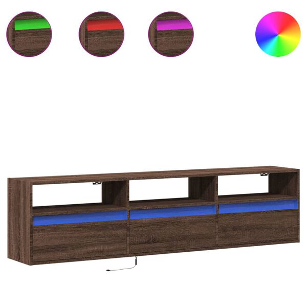 vidaXL Zidni TV ormarić LED smeđa boja hrasta 180x31x45 cm