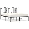 vidaXL Metalni okvir za krevet s uzglavljem crni 135x190 cm