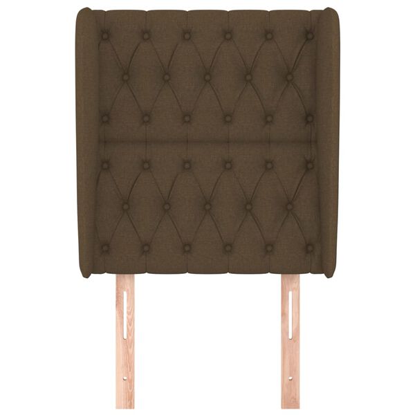 vidaXL Uzglavlje s u&scaron;ima tamnosmeđe 83 x 23 x 118/128 cm od tkanine