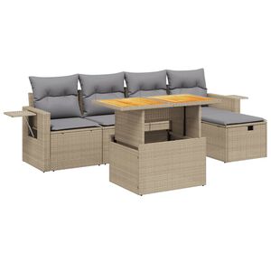 vidaXL 6-dijelni set vrtnih sofa s jastucima bež od poliratana