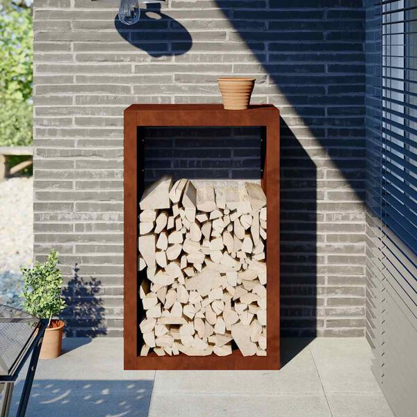 vidaXL Stalak za drva za ogrjev 60x40x100 cm Pohabani čelik