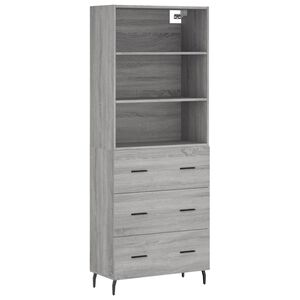 vidaXL Visoka komoda siva sonome 69,5x34x180 cm od konstruiranog drva