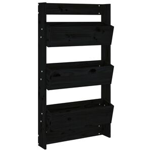 vidaXL Zidna sadilica s 3 razine 60 x 18,5 x 110 cm crna od borovine