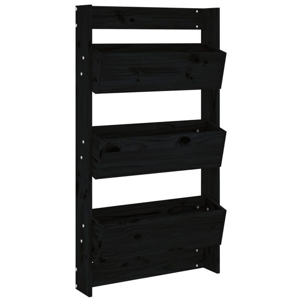 vidaXL Zidna sadilica s 3 razine 60 x 18,5 x 110 cm crna od borovine