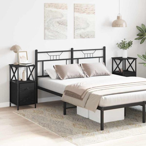 vidaXL Noćni ormar s ladicama 2 pcs Crni hrast 34 x 35,5 x 70 cm