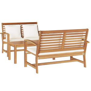 vidaXL Sjedeća garnitura za vrt 3 kom. Prirodna Čvrsto teak drvo